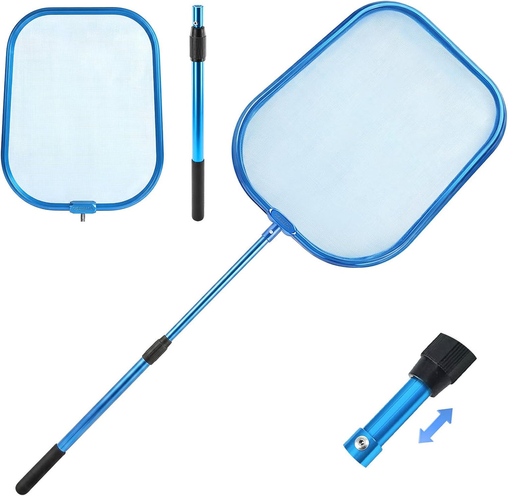 36" Hot Tub Pool Skimmer Net with Pole All-Metal Aluminum Frame & Handle for Small Above Ground Pools - Lightweight