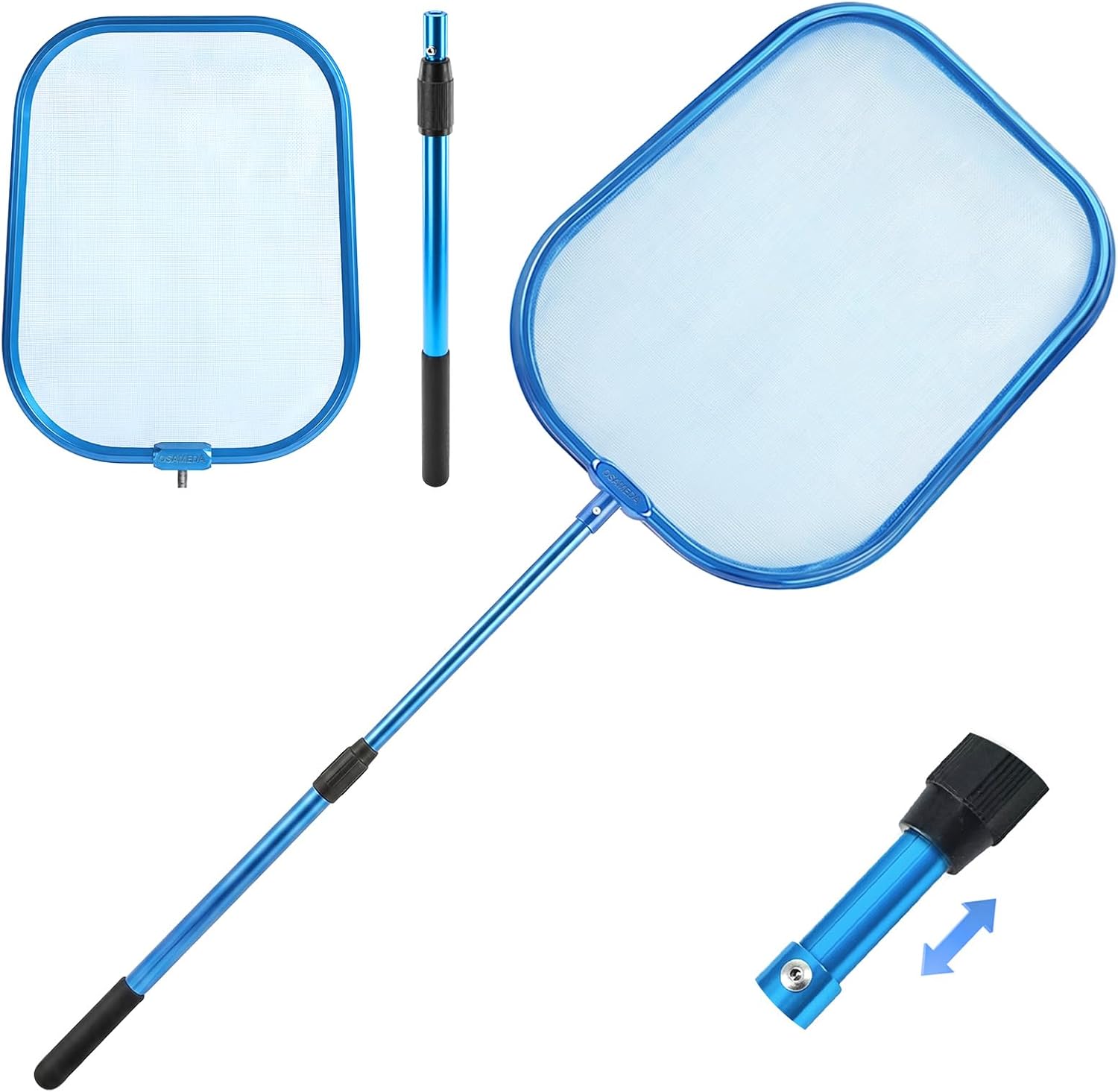 36" Hot Tub Pool Skimmer Net with Pole All-Metal Aluminum Frame & Handle for Small Above Ground Pools - Lightweight