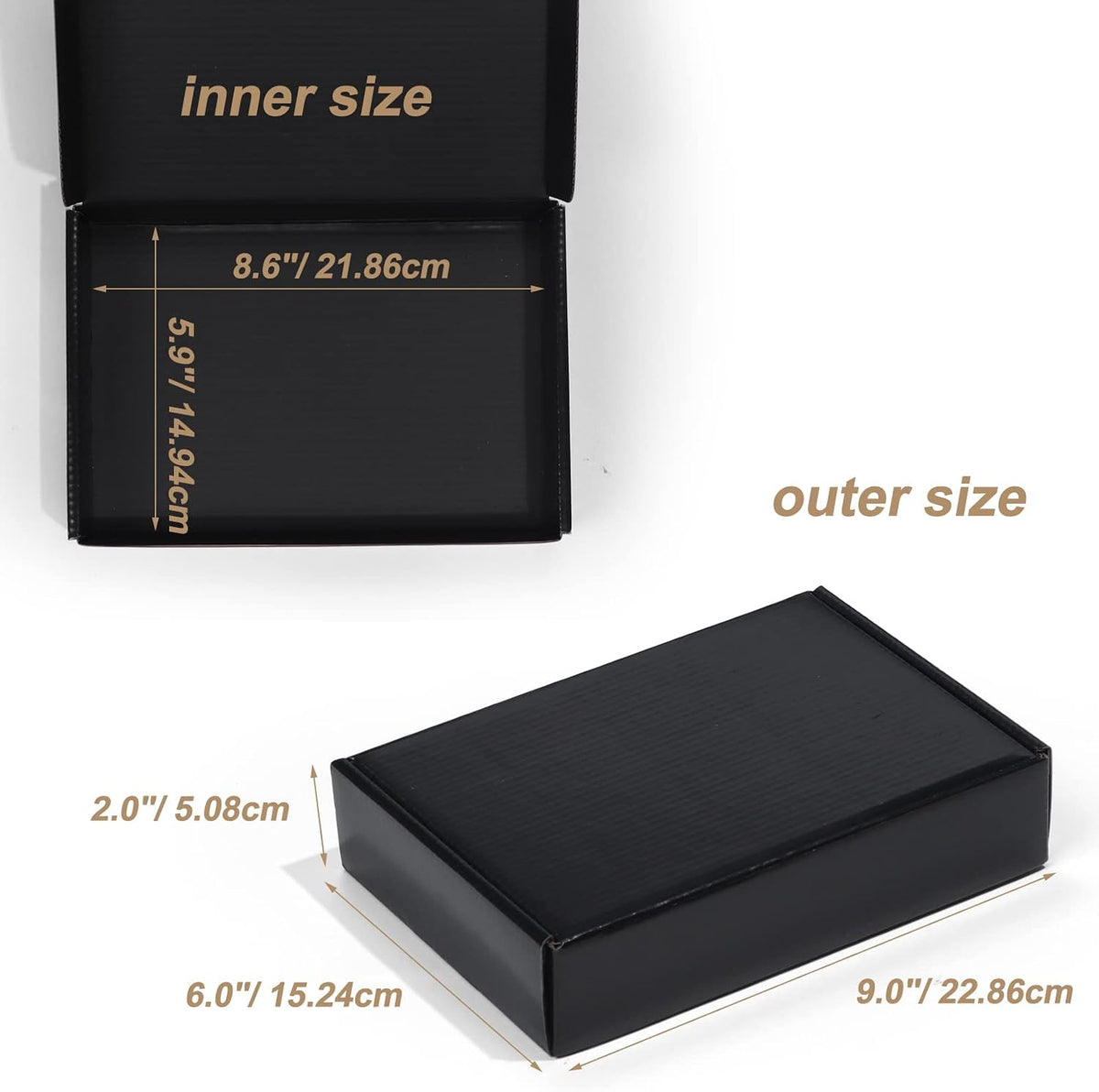 9x6x2 Black Small Shipping Boxes, 20 Packs Corrugated Cardboard Mailer Boxes for Packaging Small Business Mailing