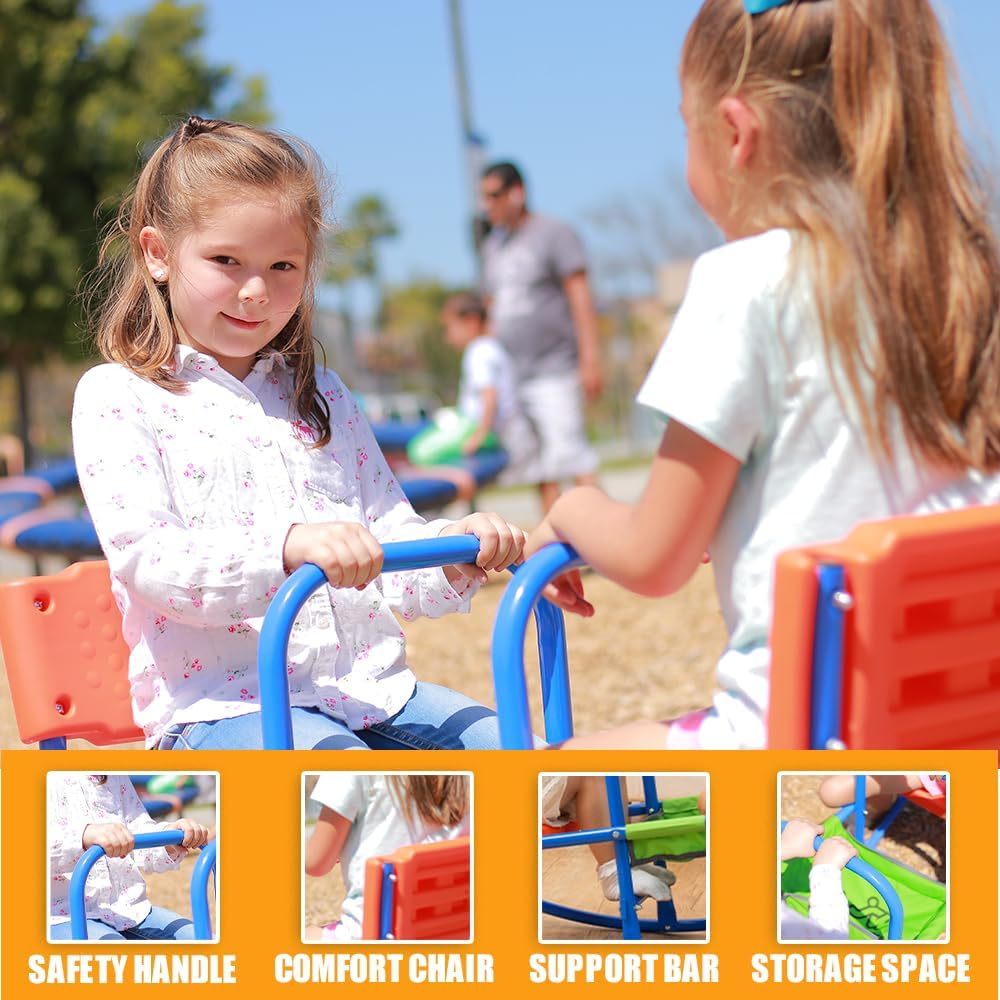 Double Rocking Seesaw – 2-Seater Teeter Totter for Kids Ages 3-5 – Outdoor Ride-On Playground Toy for Two Children –