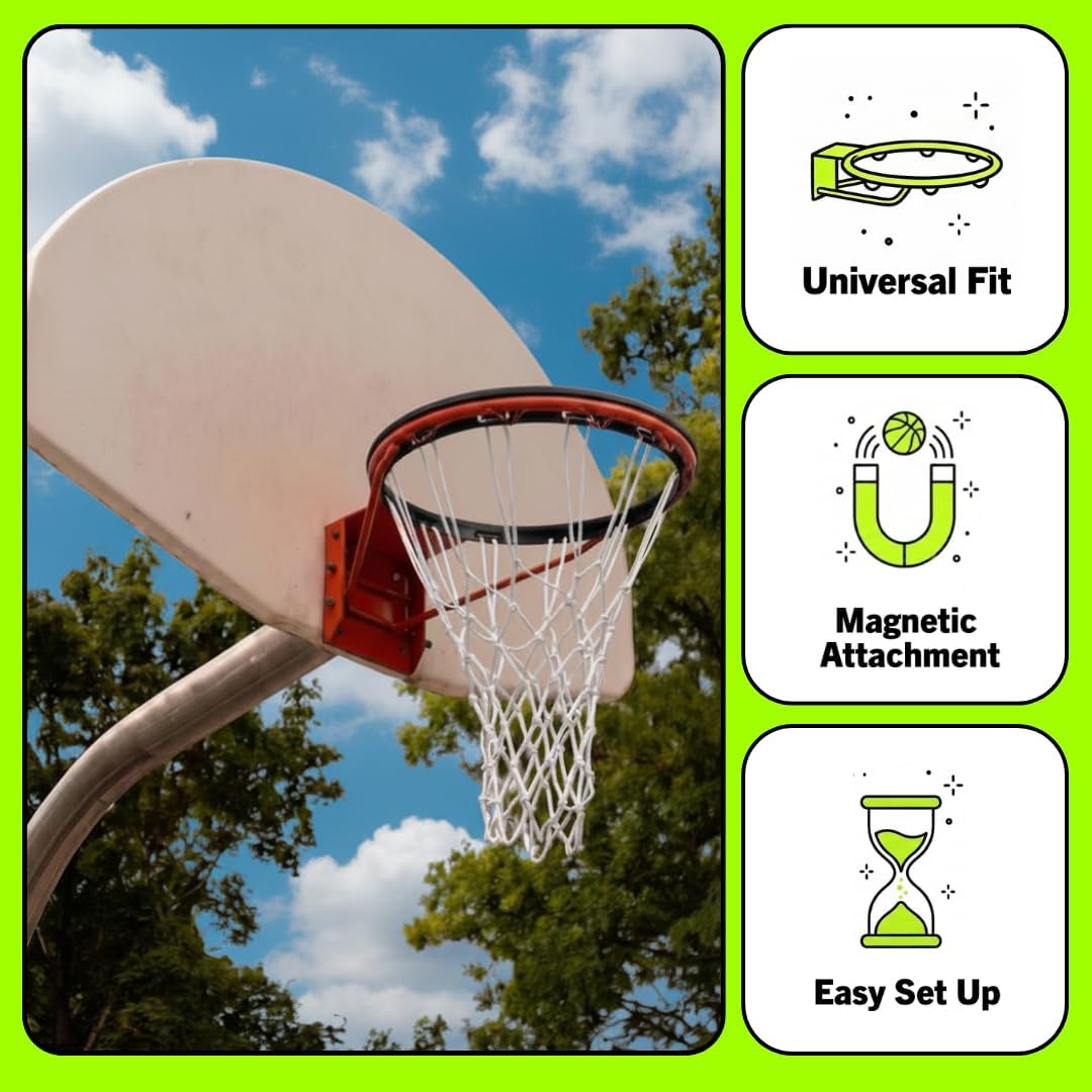 Magnetic Portable Basketball Net | Universal Fit with 'Throw-and-Go' Magnetic Setup | Get the Swish Sound & Stop