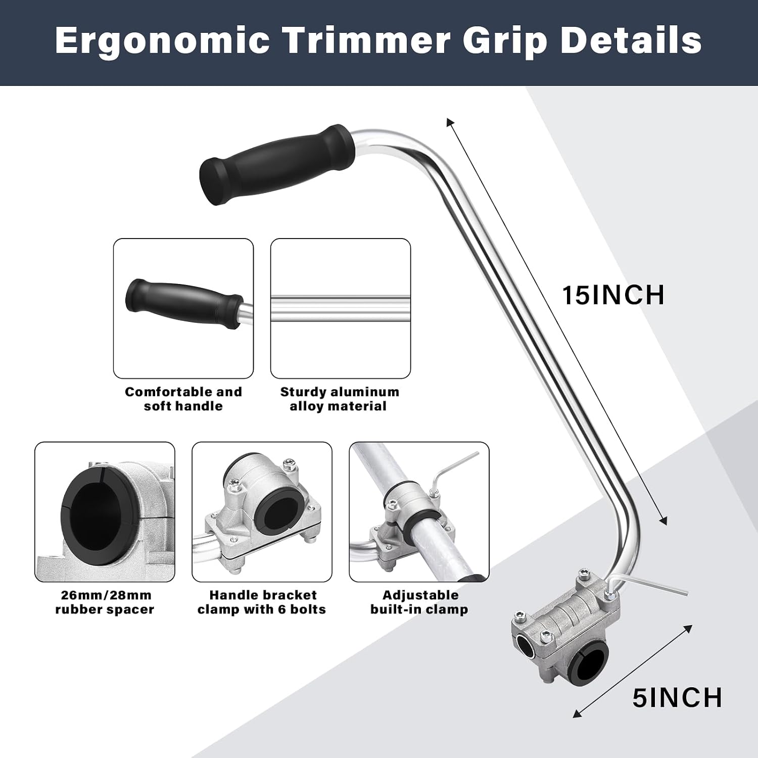 Ergonomic Trimmer Grip, String Trimmers Handle with Shoulder Strap Harness, Weed Eater Handle Extension with Bracket
