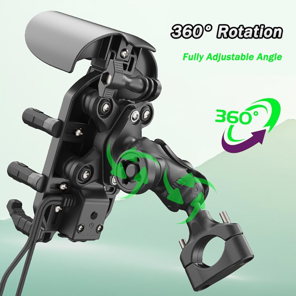 Motorcycle Phone Mount with Sunshade for KTM 890 Duke R (2021-2025), 360° Rotatable Shockproof Handlebar & Mirror