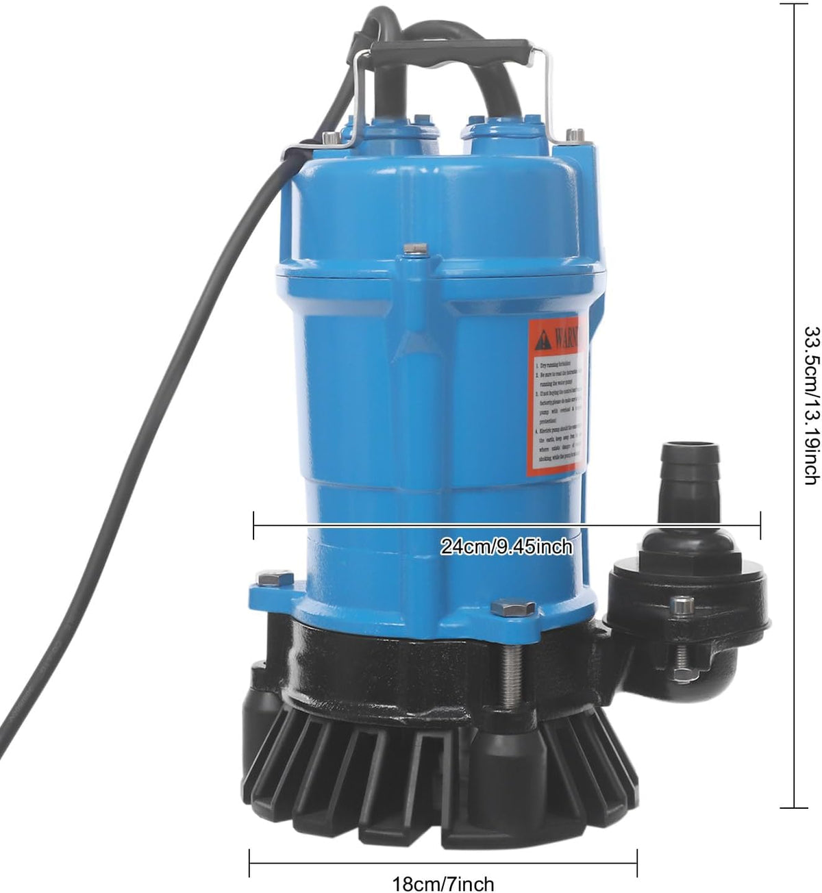 Sewage Pump, 1 HP Submersible Trash Pump 5019 GPH, 3420 RPM, 110V Effluent Pumps for Dirty Water, 59 ft Max Lift for