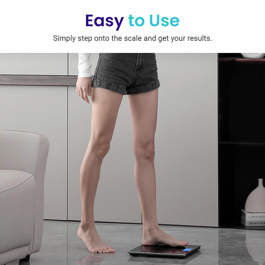 Bathroom Scale for Body Weight, Digital, Highly Accurate, 400 lbs | Large 6mm Tempered Glass Platform, Clear LCD