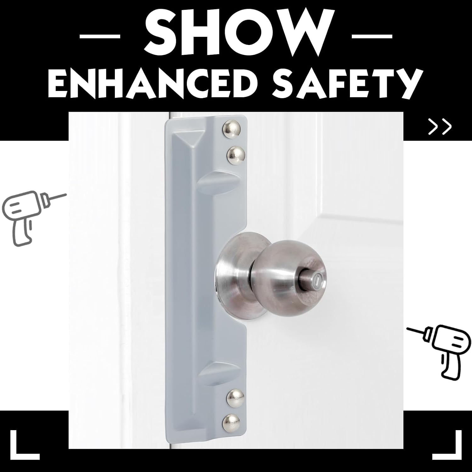 3 x 11" Latch Guard Plate Cover Iron Latch Guard Security Plate Door Security Strike Plate Latch Protector, Against