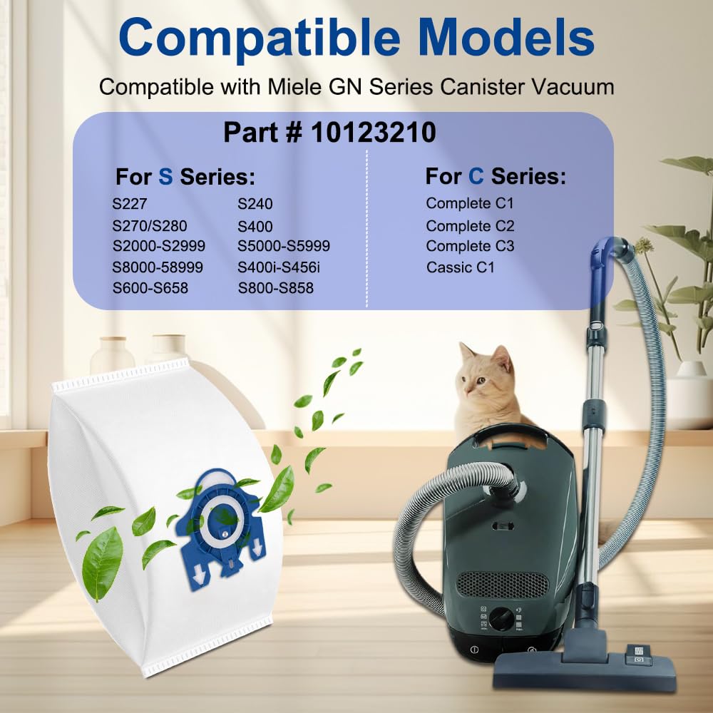 5 Pack Upgraded 3D Airclean dust Bags Replacement for Miele GN Vac