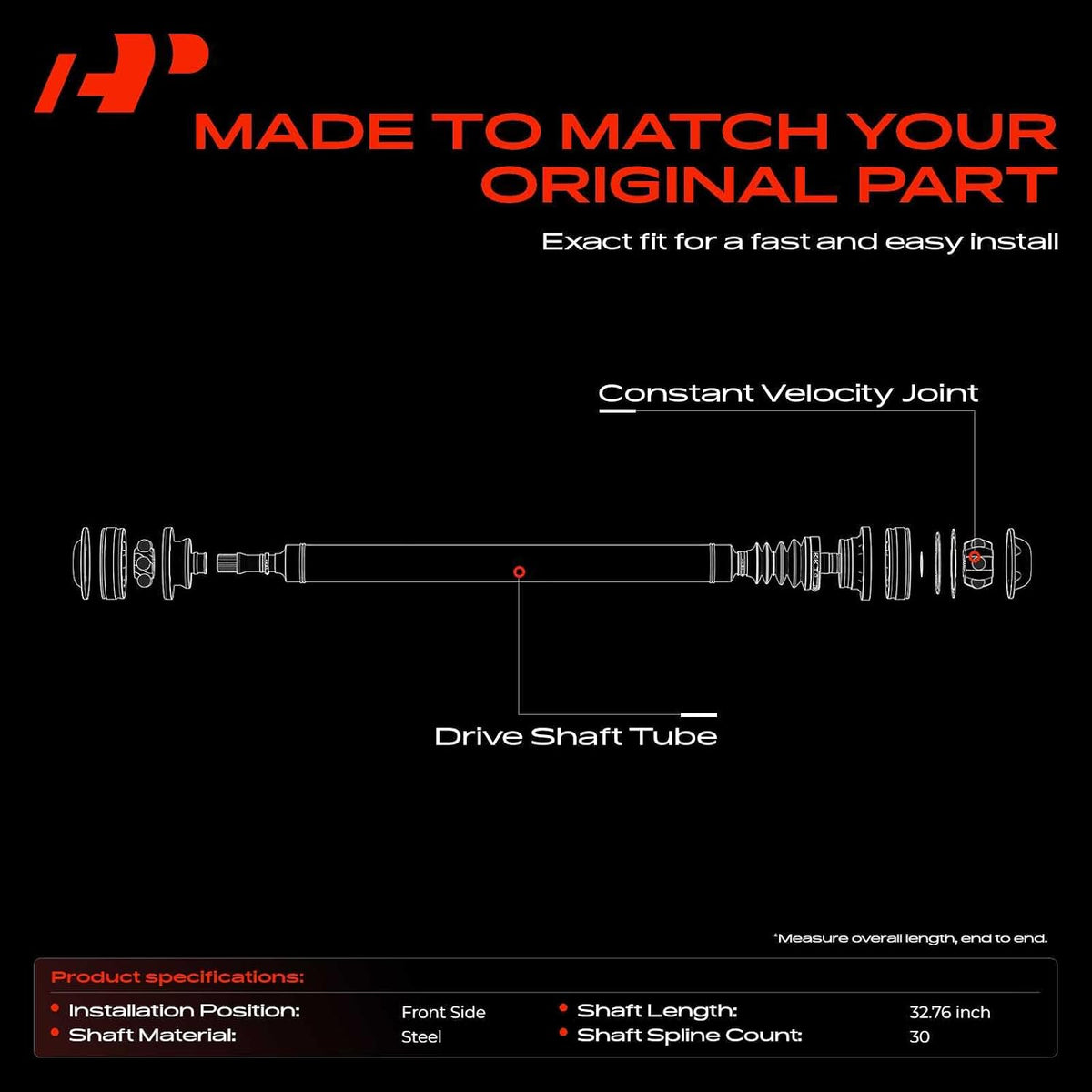 A-Premium Front Drive Shaft Driveshaft Assembly Compatible with Dodge