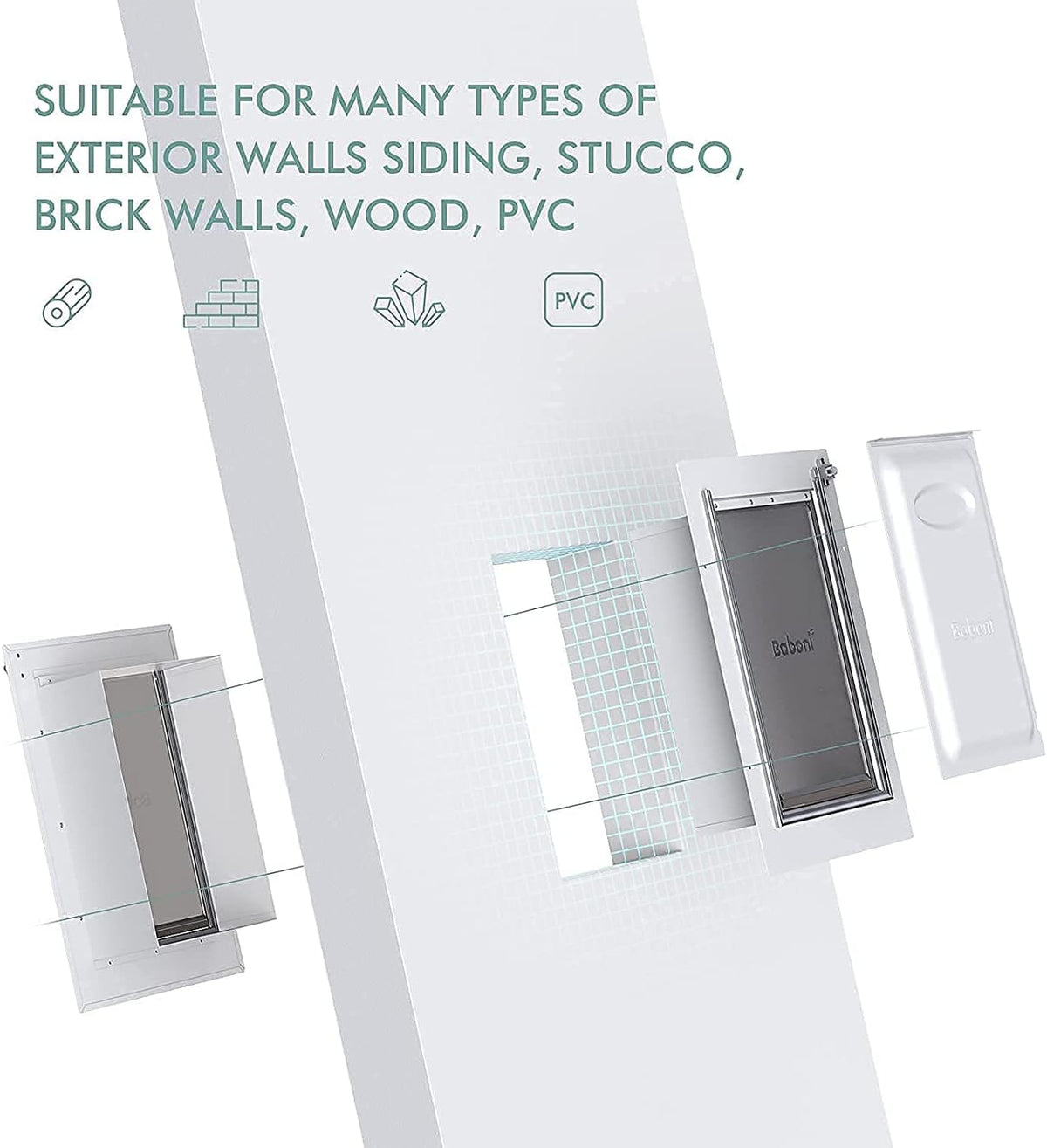 Pet Door for Wall, Steel Frame and Telescoping Tunnel, Aluminum Lock, Double Flap Dog Door and Cat Door, Strong and