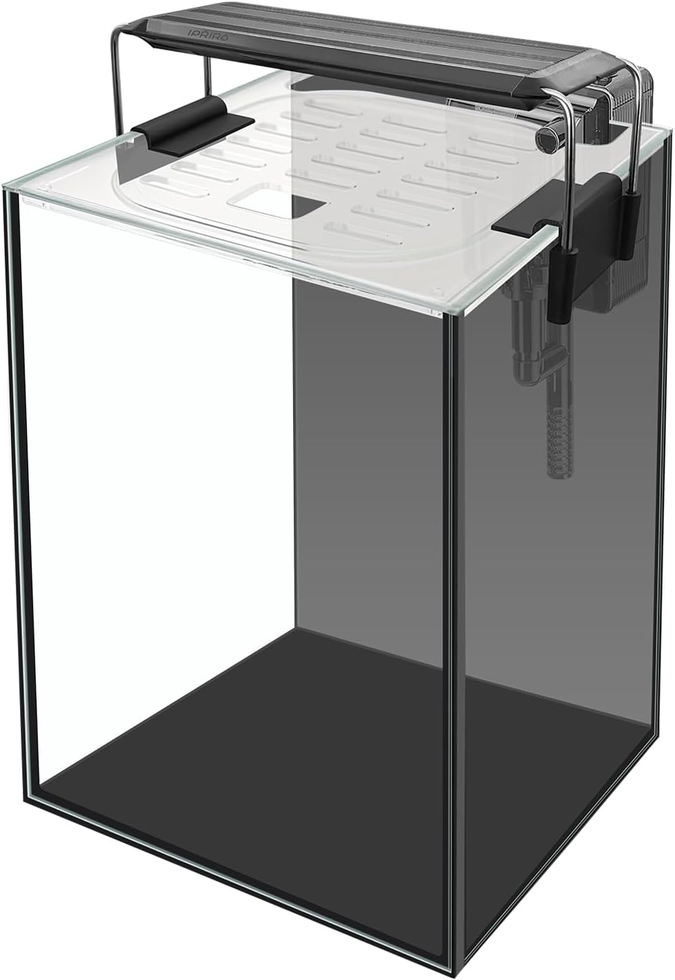 Glass Aquarium Starter Kits 1.5 Gallon Small Fish Tank, Betta Fish Tank for Home Office Deco, with LED Light, Power