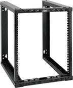 Tecmojo 12U Wall Mount Rack, Wall Mount Network Rack 15.8in Depth, Open Frame Server Rack for 19in IT/AV/Data/Home Equipment, Black