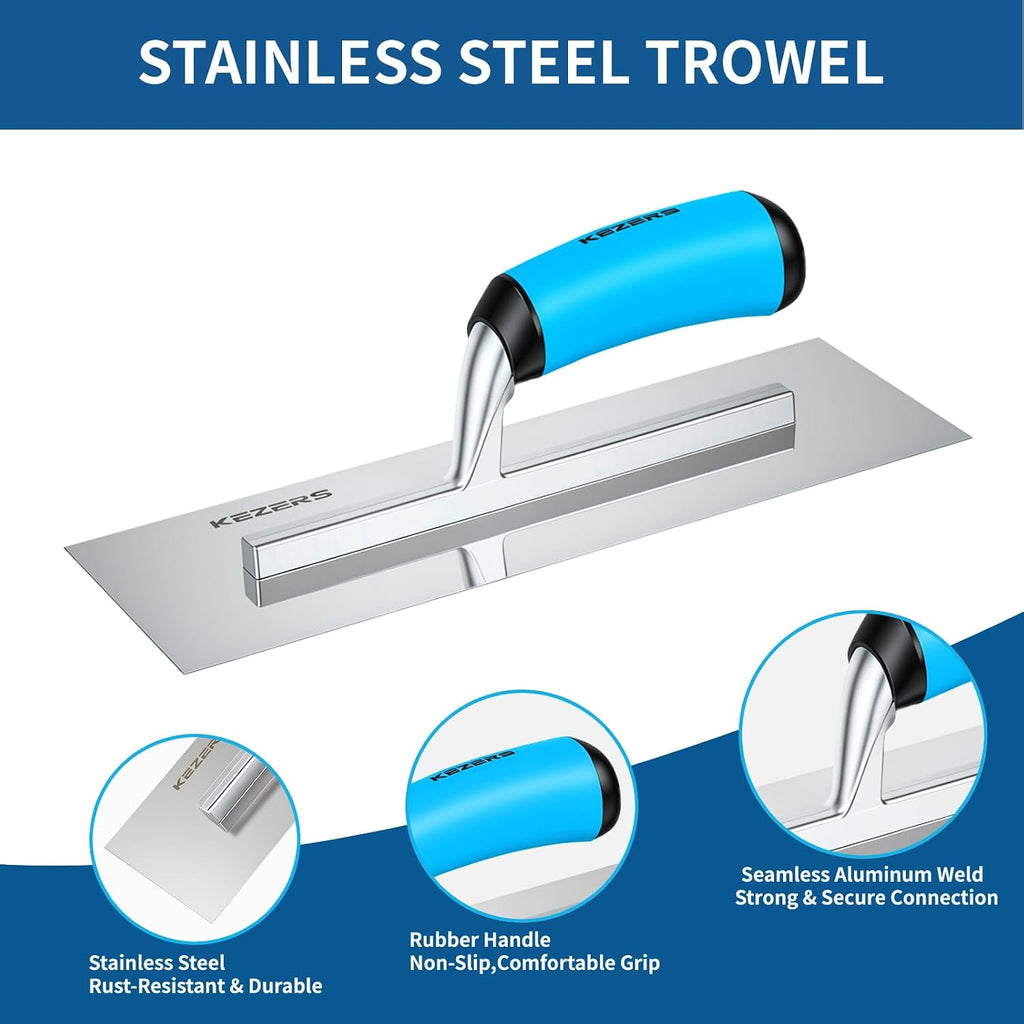 10-Piece Drywall Hand Tools Kit with Trowel,Mud Pan & Hawk Kit | Stainless Steel Tapping Knife Set,Ergonomic