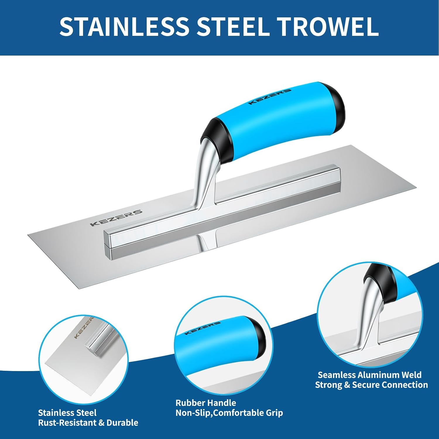 10-Piece Drywall Hand Tools Kit with Trowel,Mud Pan & Hawk Kit | Stainless Steel Tapping Knife Set,Ergonomic