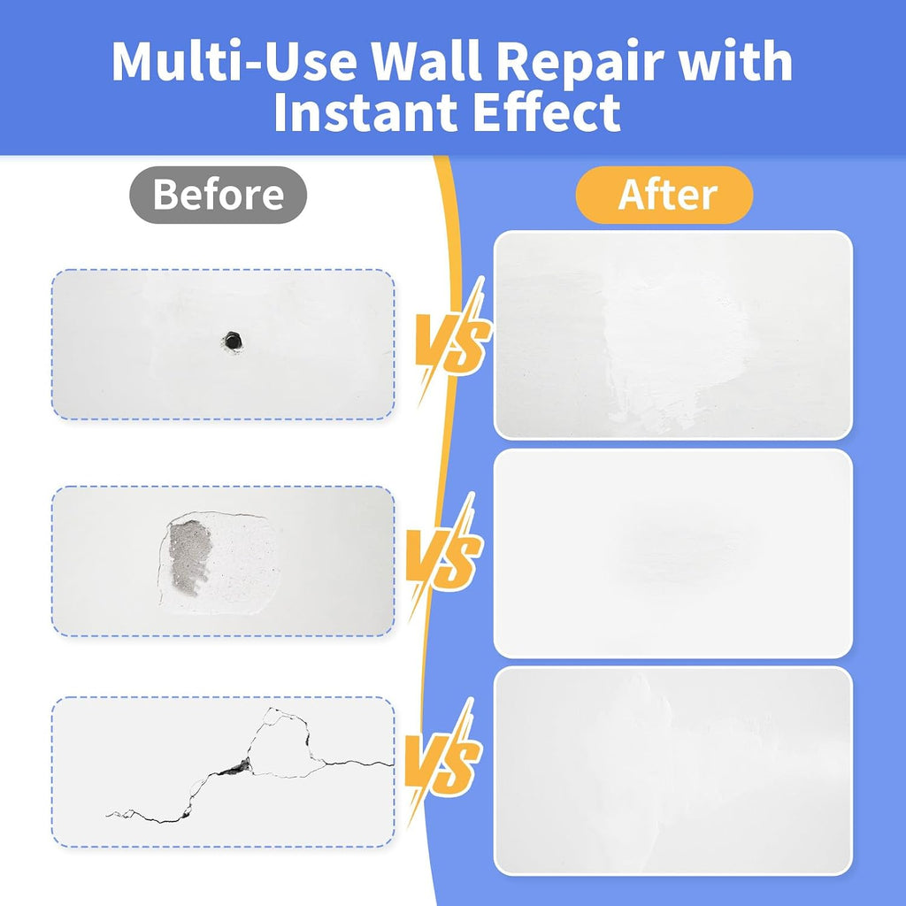 Drywall Repair Kit, 18 oz Ready to Use Quick Dry Wall Repair Paste with Scraper and Self-Adhesive Mesh, White Spackle
