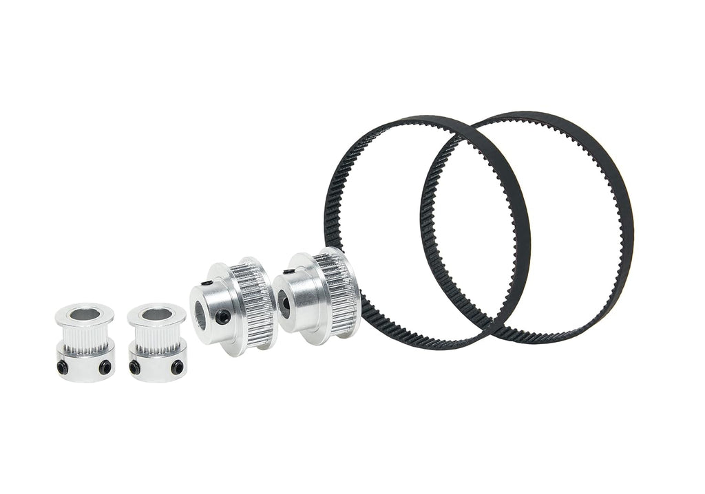 2PCS Set 2GT Aluminum Timing Pulley 20&36 Teeth 8mm Bore Synchronous Wheel with 2PCS Length 200mm Width 6mm Belt (20-36T-8B-6)