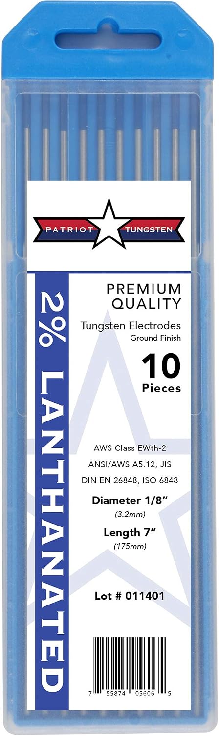 TIG Welding Electrodes 2% Lanthanated WL20 (EWLa-2) Blue 1/8" 10 Pack