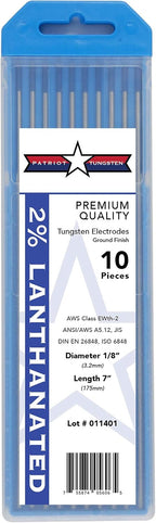 TIG Welding Electrodes 2% Lanthanated WL20 (EWLa-2) Blue 1/8" 10 Pack