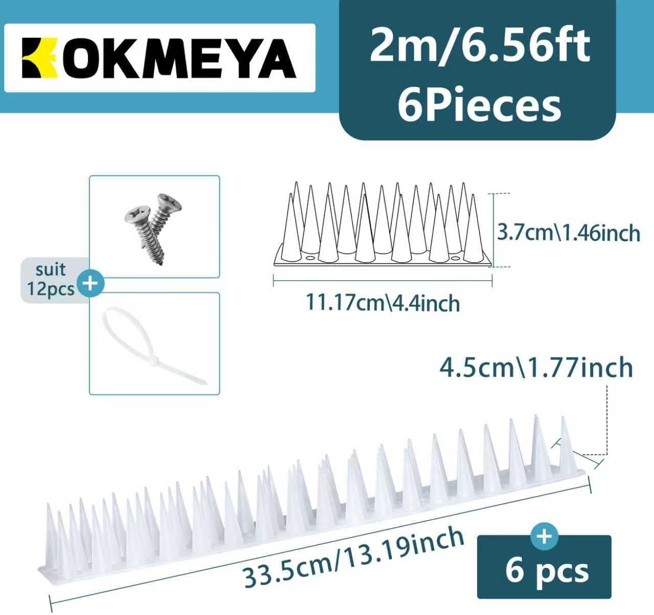 Bird Spikes,Clear,6 Pack Bird deterrents for Outside,Keep Raccoon Squirrel Pigeon Away,Fence Spike for Garden Patio