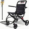 Upgraded 18.1" Wide Seat Lightweight Transport Wheelchair for Adults & Seniors, Foldable Travel Wheelchair, Narrow
