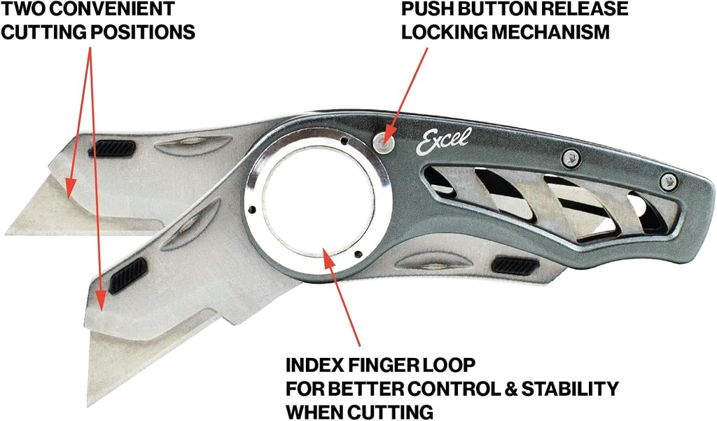 K60 Revo Folding Utility Knife with Holster, Aluminum, Grey