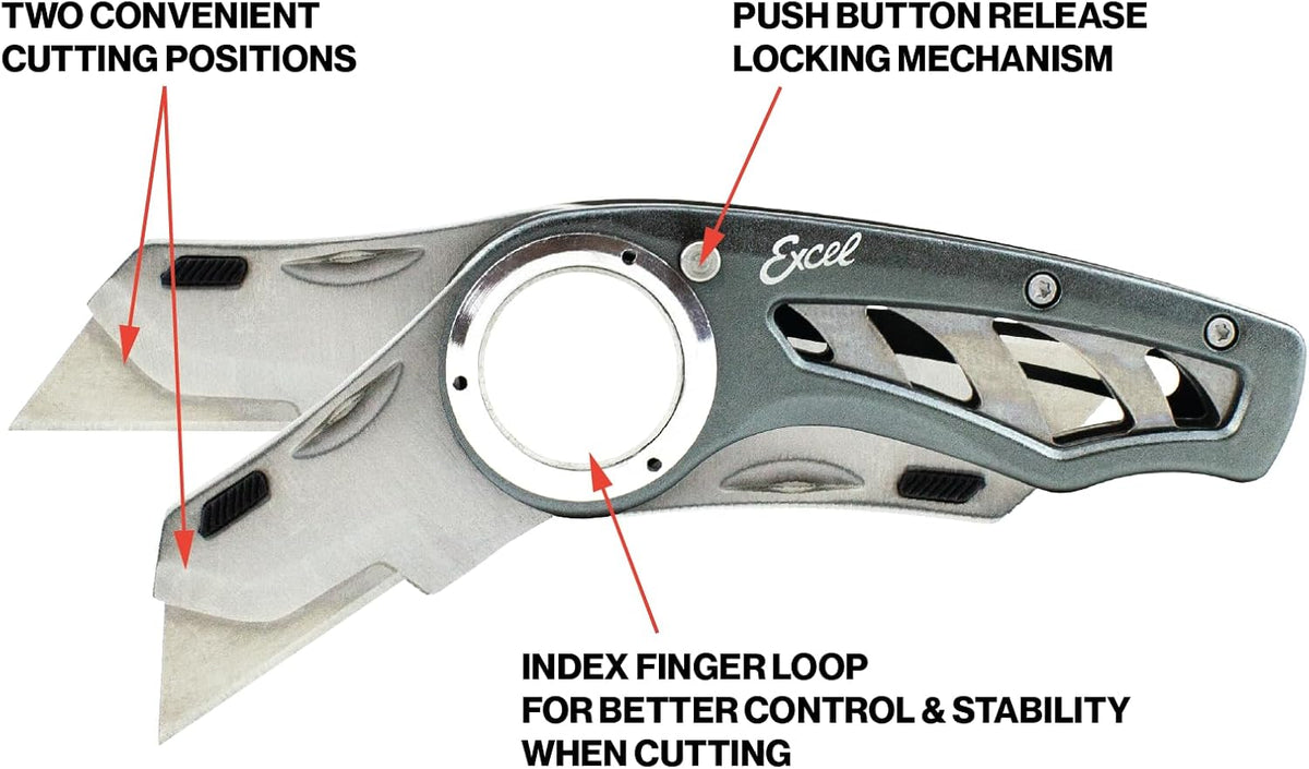 K60 Revo Folding Utility Knife with Holster, Aluminum, Grey