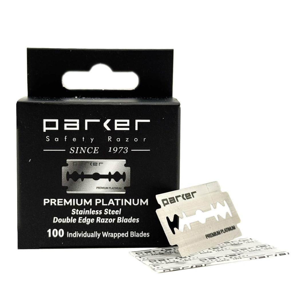 Parker Premium Platinum Double Edge Blades, 100 Count Salon Pack | Swedish Steel Blades With Platinum, Tungsten And