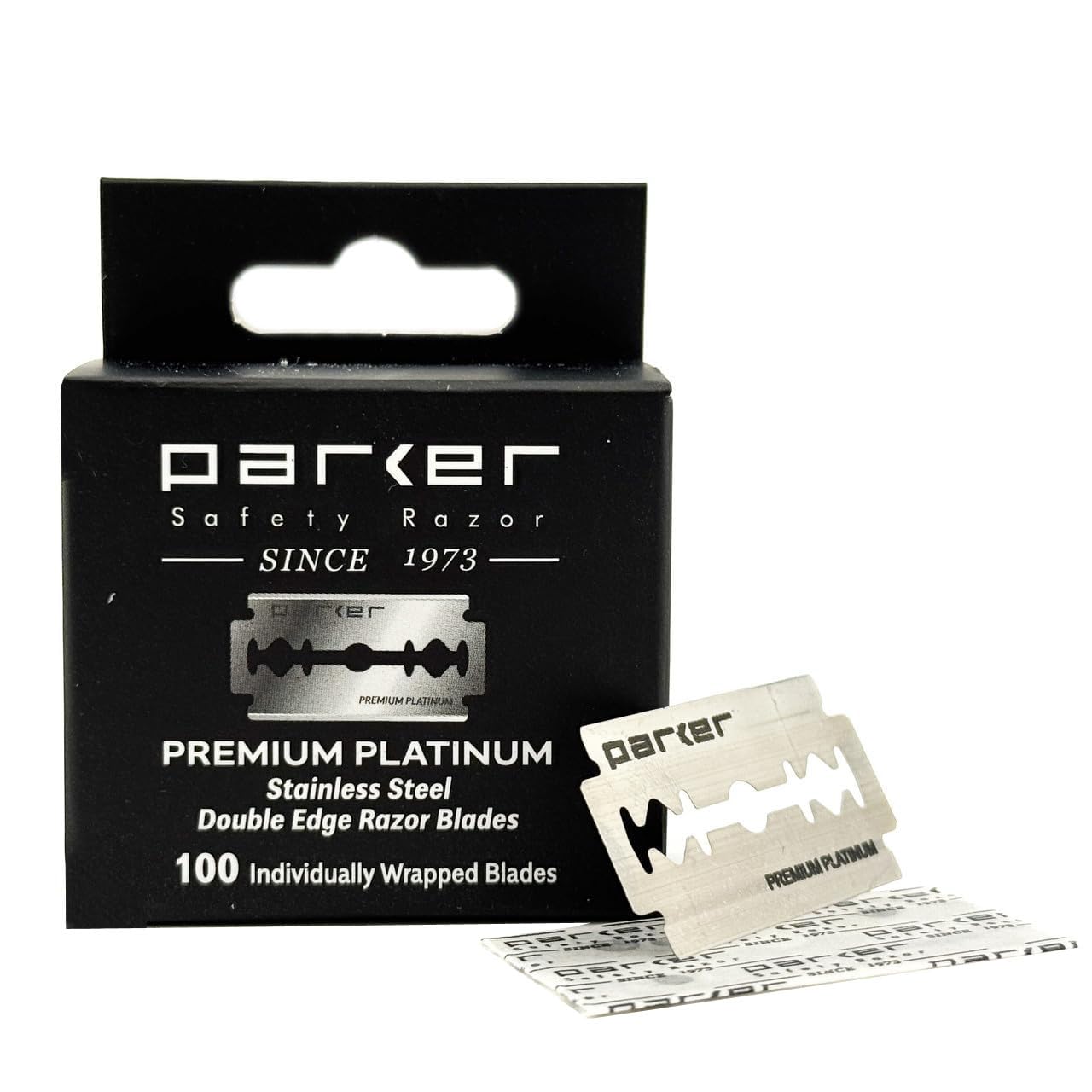 Parker Premium Platinum Double Edge Blades, 100 Count Salon Pack | Swedish Steel Blades With Platinum, Tungsten And