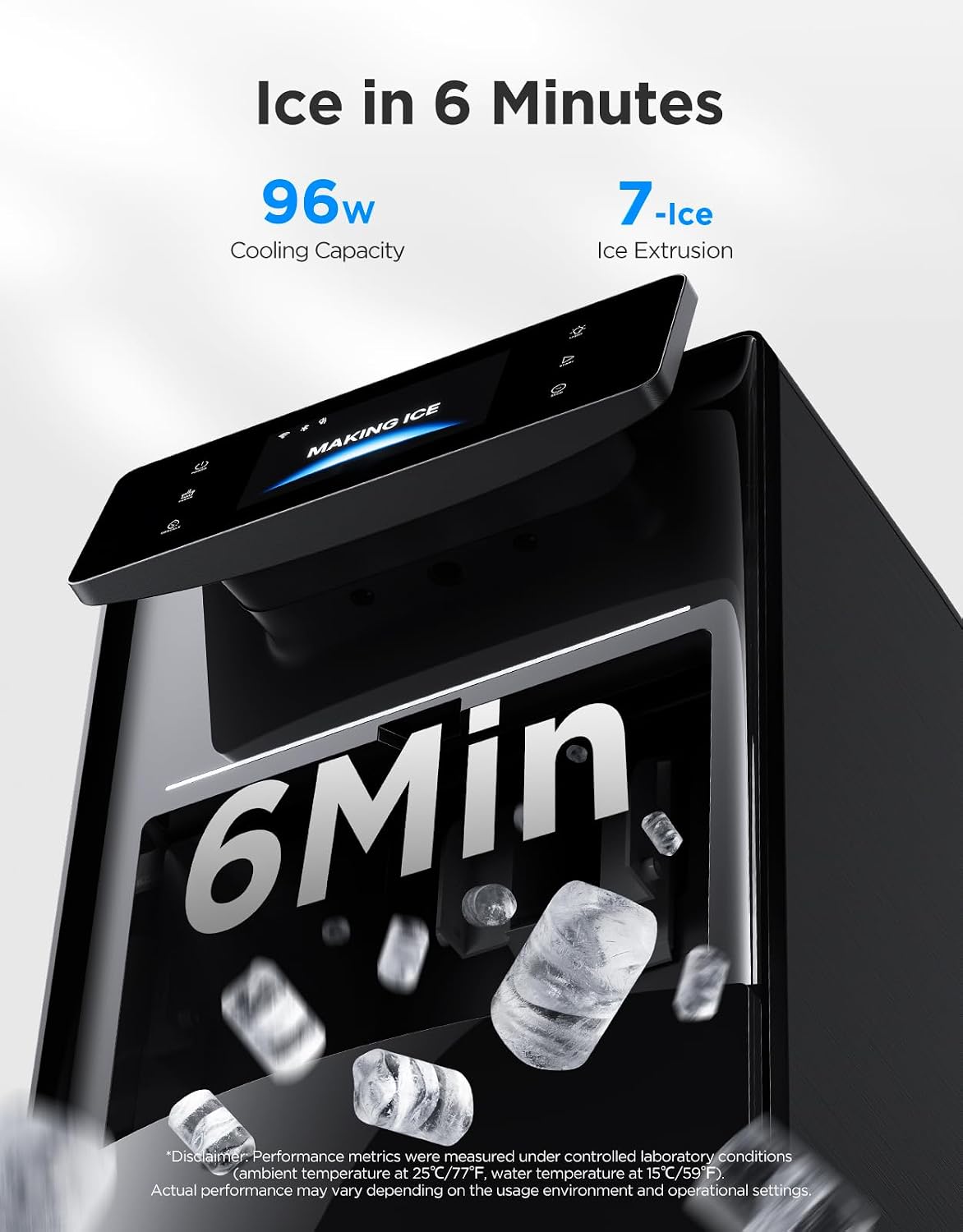 Smart Nugget Ice Maker Pro, 60lbs Daily, 6-Minute Ice, 40dB