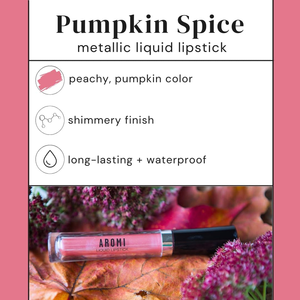 Coral Peach Metallic Liquid Lipstick, Pumpkin Spice