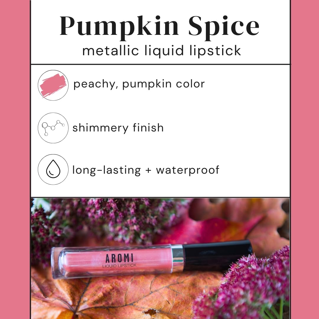 Coral Peach Metallic Liquid Lipstick, Pumpkin Spice