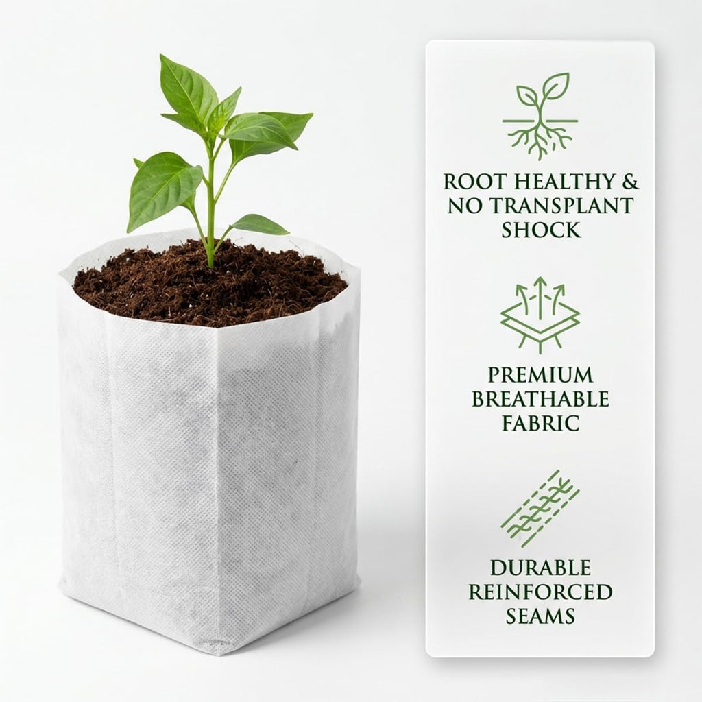 Plant Nursery Bags 5.5 * 6.3 inches 200PCS, Non-Woven Biodegradable Plant Grow Bags Fabric Seedling Starter Bags for