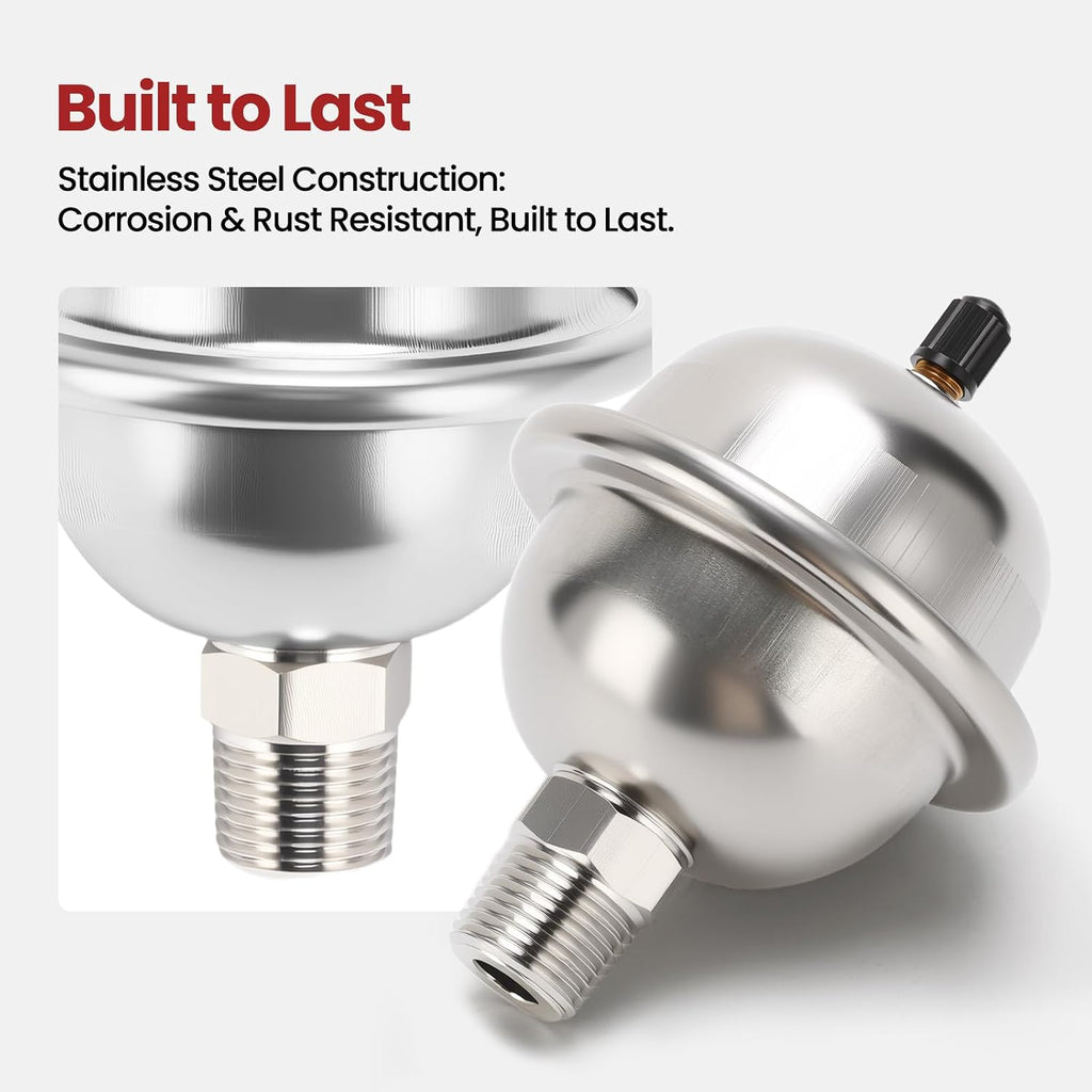 Mini Thermal Expansion Tank, 1/2 Inch Stainless Steel Mini Tank For 2-Gallon Tankless Water Heater