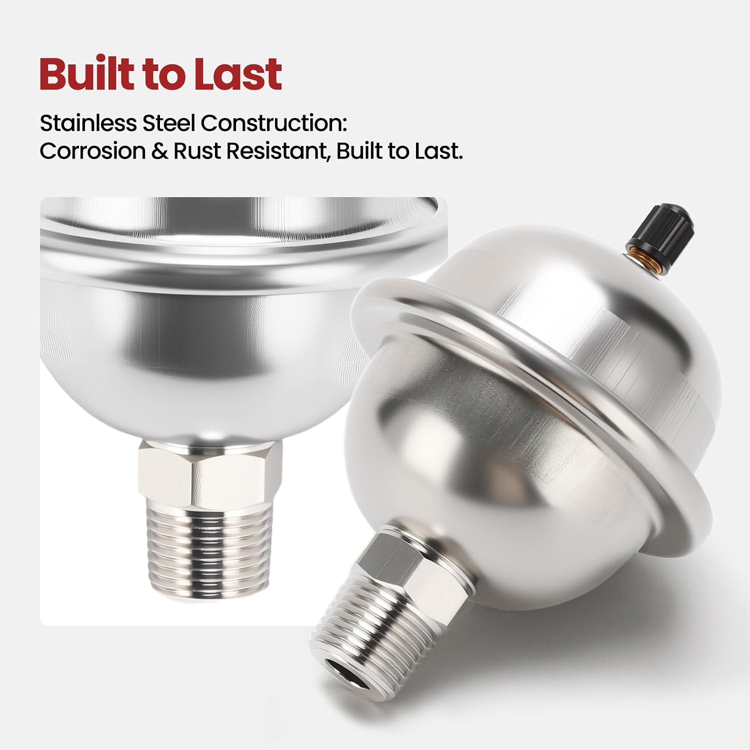 Mini Thermal Expansion Tank, 1/2 Inch Stainless Steel Mini Tank For 2-Gallon Tankless Water Heater