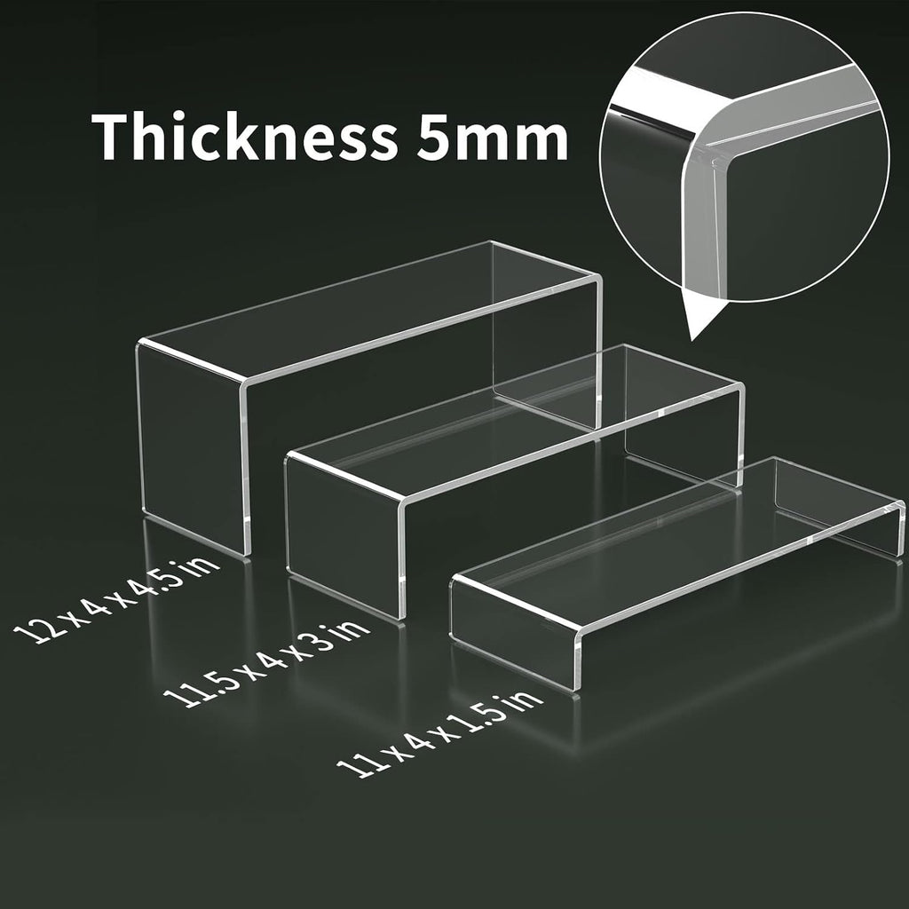 Acrylic Display Riser, 6 Pcs 12" Large Acrylic Risers | Thickened to 5mm Clear Rectangular Display Shelf for Cupcake