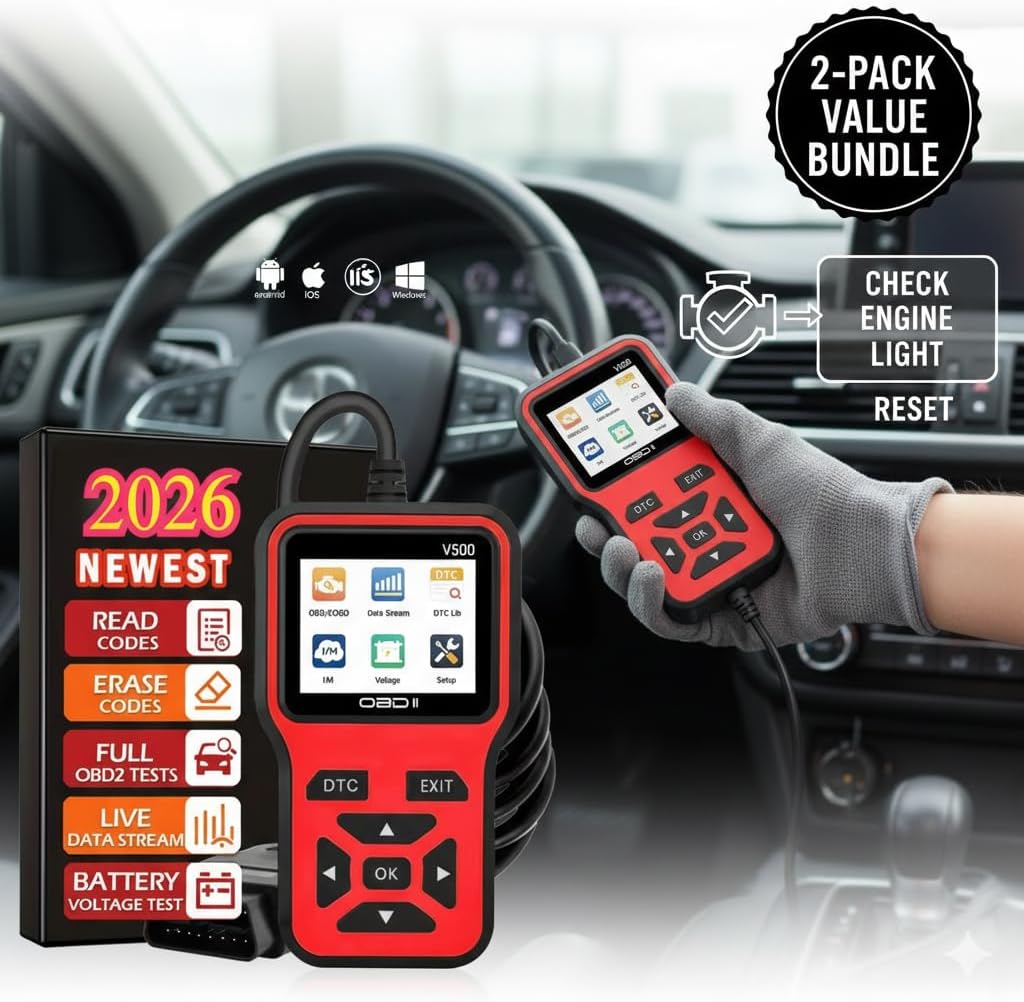 V500 OBD2 Scanner Diagnostic Tool, Professional Code Reader with Live Data Stream, DTC Lookup, I/M Readiness, O2