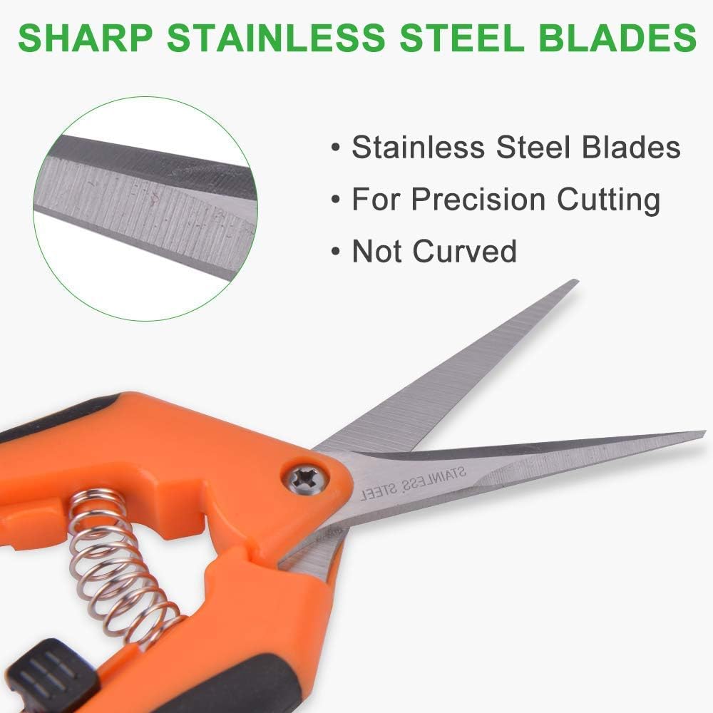 3 Packs Straight Pruning Shears, 3 Packs Curved Blades Trimming Scissors For Cannabis Gardening Hand Pruning Snips
