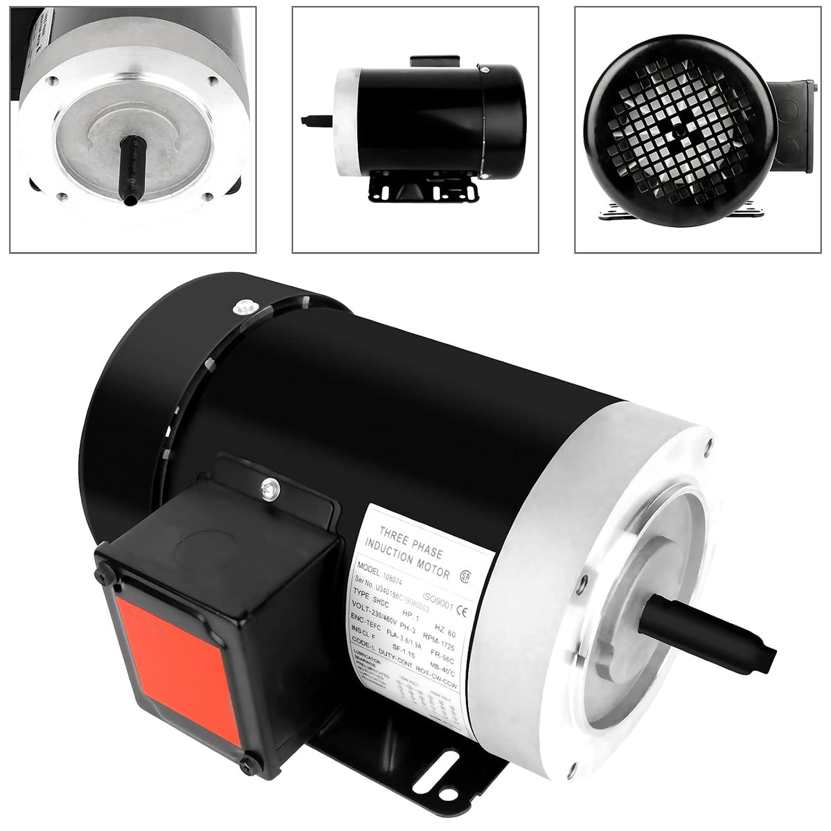 1HP General Electric Motor 1725RPM Three Phase 56C Frame 230V/460V TEFC