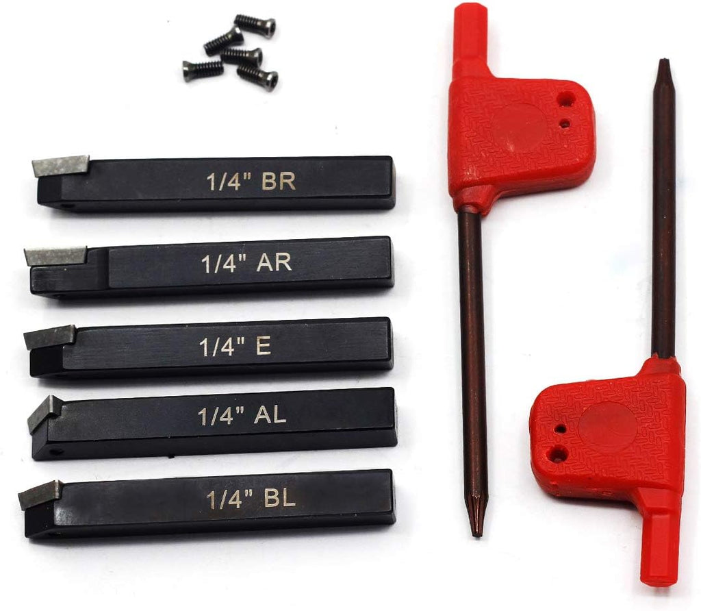 OSCARBIDE 1/4" Mini Indexable Lathe Turning Tool Holder Set 5pc