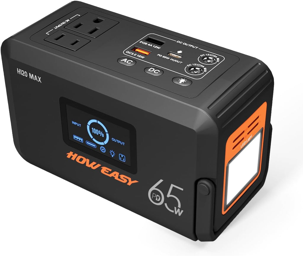 Portable Power Station,135W(270W Peak) Solar Generator | Power Bank with AC Outlet and 65W PD Output,98Wh Lithium