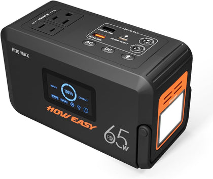 Portable Power Station,135W(270W Peak) Solar Generator | Power Bank with AC Outlet and 65W PD Output,98Wh Lithium