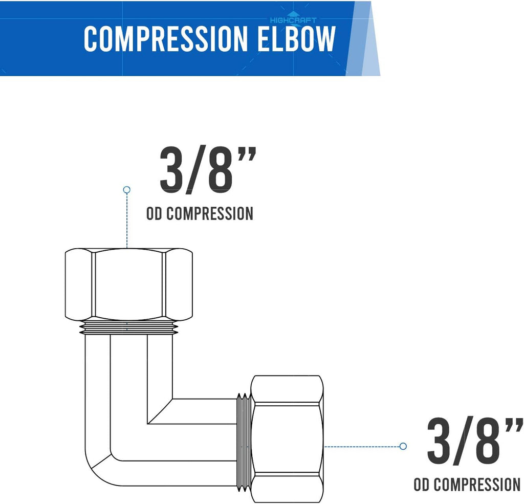 Highcraft D65-38-OM Compression 90° Elbow Pipe Fitting; 3/8" OD. Connection; Brass