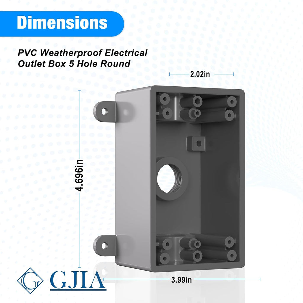 Single-Gang Weatherproof Electrical Outdoor Box, Suitable 1/2-Inch or 3/4-Inch Electrical Conduit Switch/Outlet Box