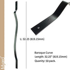 32-1/4 Inch Iron Deck Balusters, Baroque Wrought Style, Matte Black