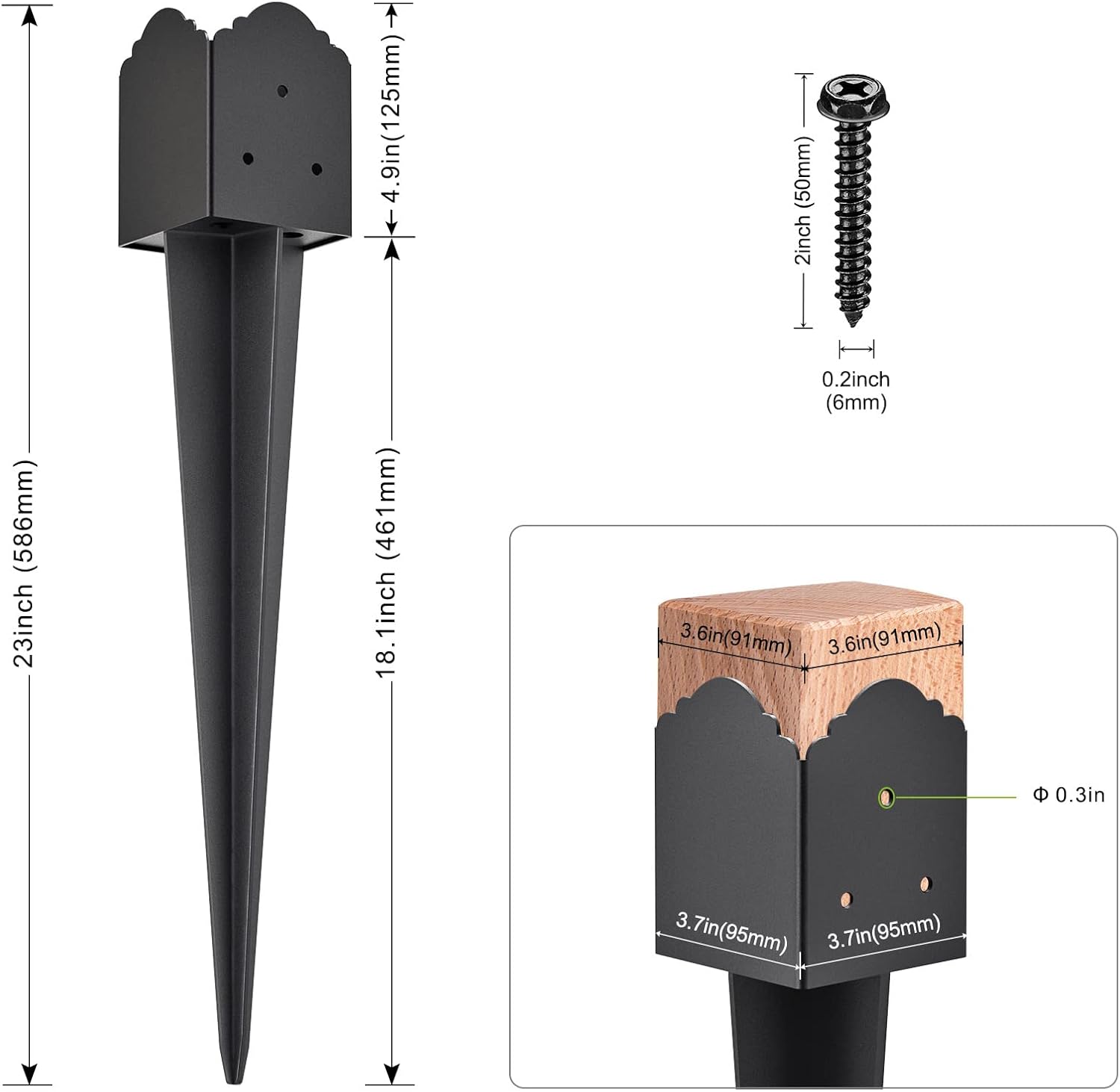 4x4 Post Anchor Ground Spike Heavy Duty for Fence Mailbox Railing