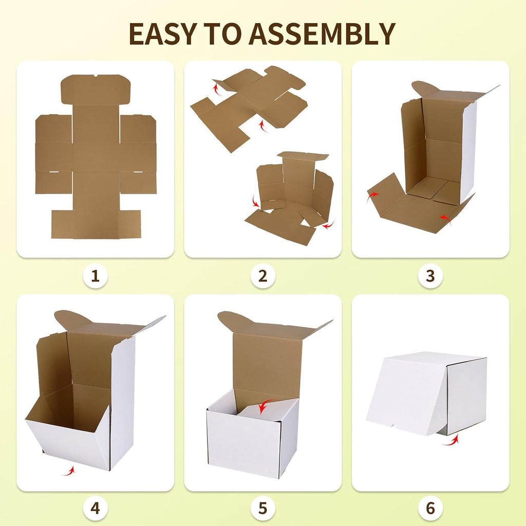 10X8X8 Shipping Box Set of 15, 10 x 8 x 8 Small White Corrugated Cardboard Mailer Box for Packing, Mailing, Small