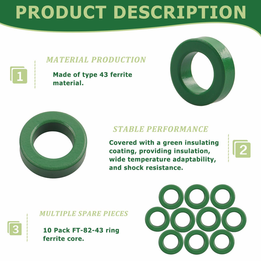 10 Pack Toroidal Ferrite Cores Suitable for FT-82-43 Ferrite Toroidal Core