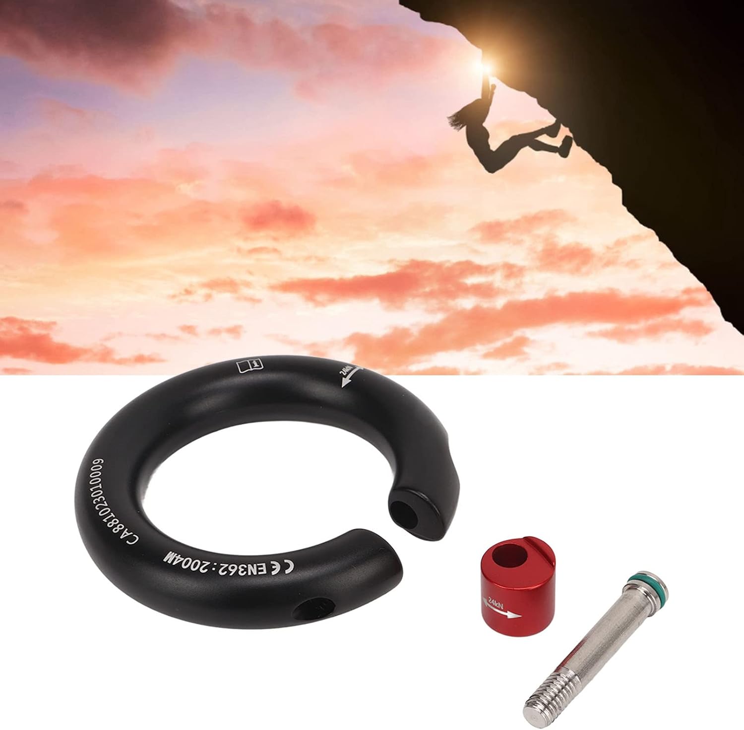 Rappel Ring Connector, Detachable Connector for Rock Climbing, Arborist, Hammock Connection Point, 12mm Opening (Black)