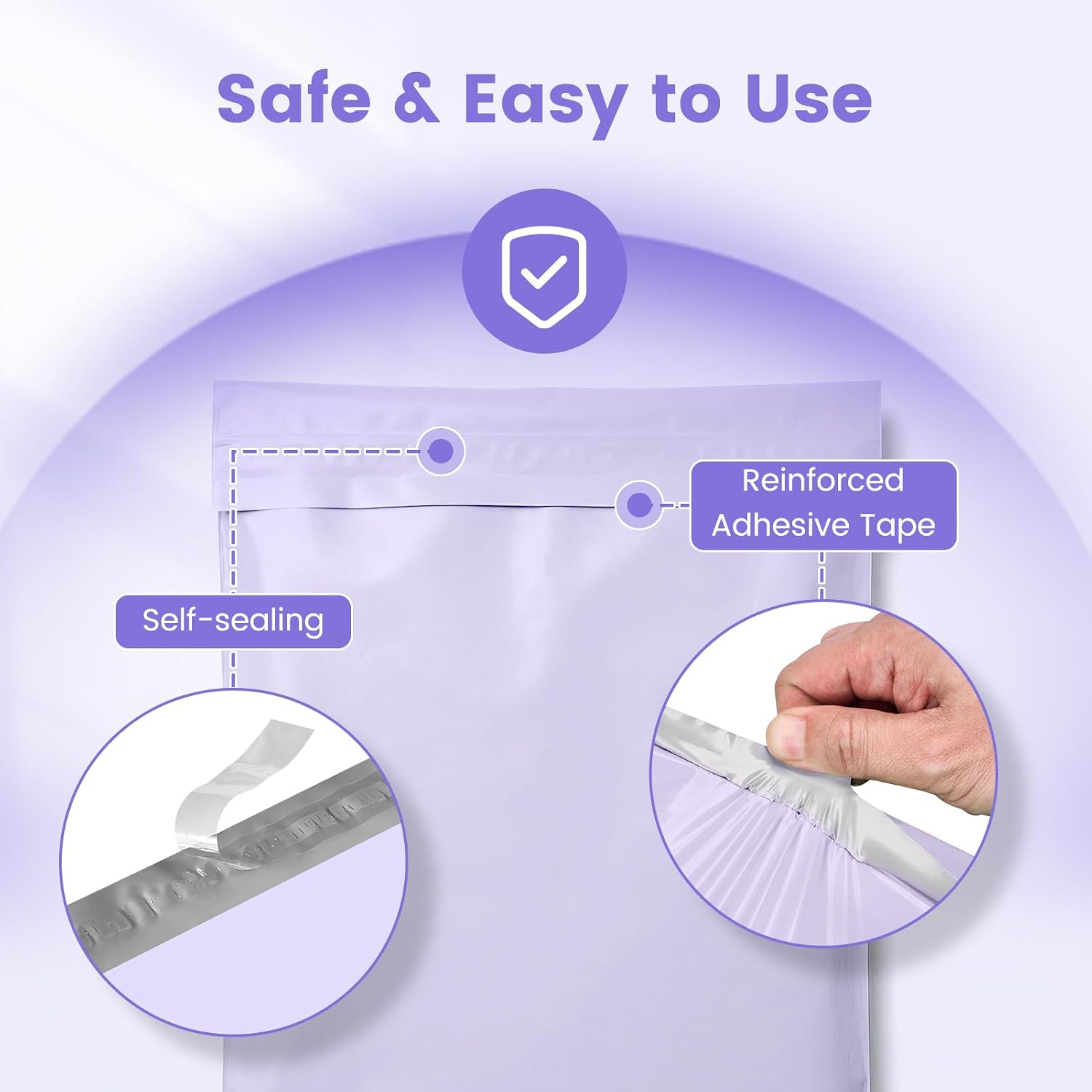 Poly Mailers 12x15.5 50PC Shipping Bags for Clothing Lilac Purple | Self-Seal Waterproof Mailers Poly Bags Shipping