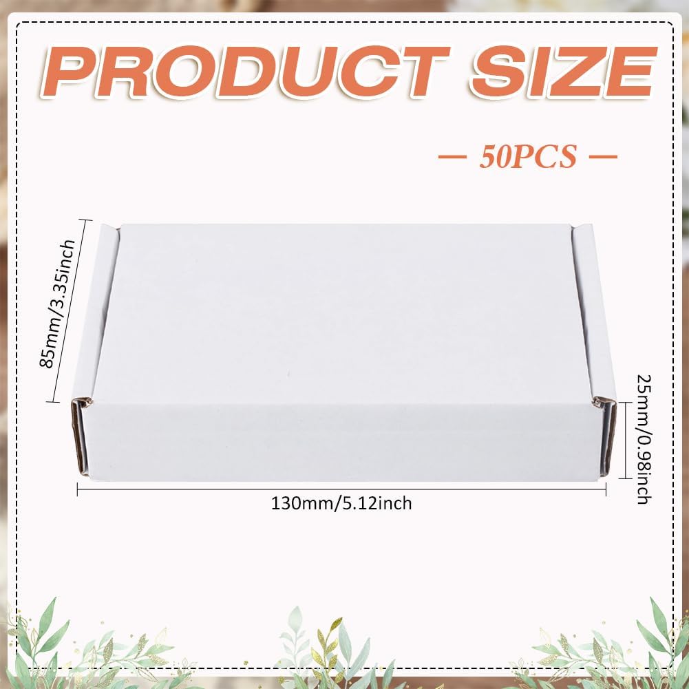 50 Pack White Small Shipping Boxes 5.1x3.3x1 inch Corrugated Cardboard Mailer Boxes Bulk Rectangle Kraft Paper Mailer