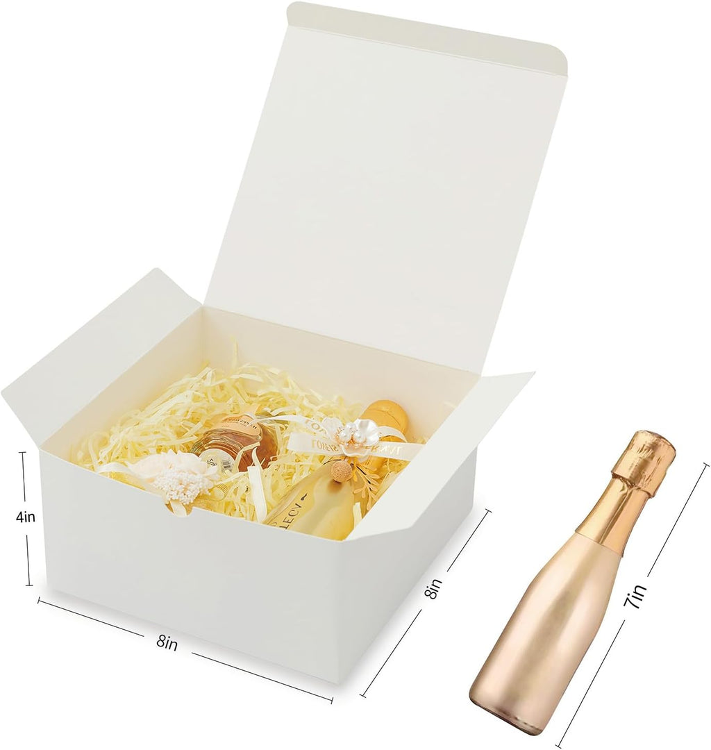 White Gift Boxes with Lids 12 Pack 8x8x4 in